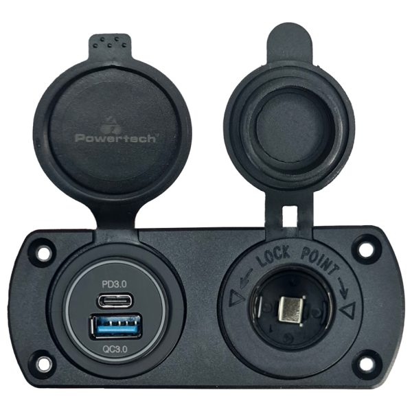 POWERTECH πρίζα 12V για σκάφη & οχήματα PTL-001, USB/USB-C θύρες, IP65