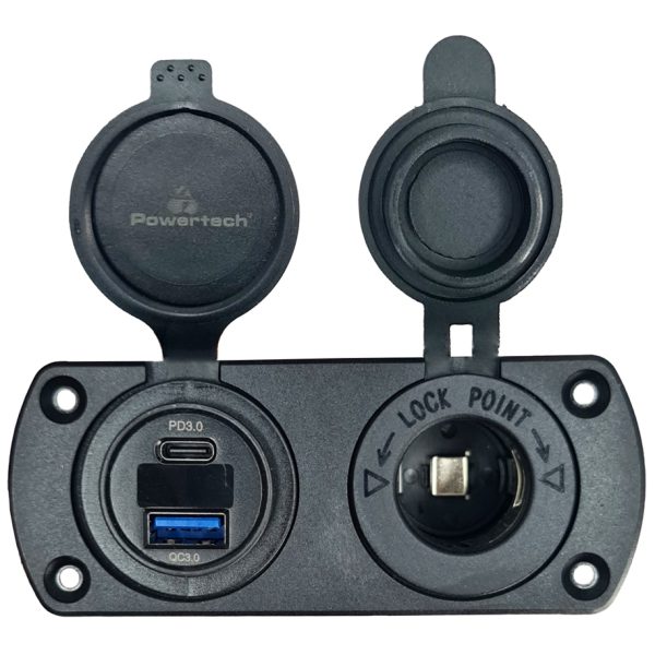 POWERTECH πρίζα 12V για σκάφη & οχήματα PTL-002, USB/USB-C, οθόνη, IP65