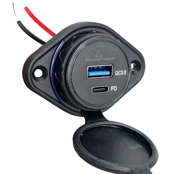 POWERTECH πρίζα USB για σκάφη & οχήματα PTL-007, USB & USB-C, 36W, IP65