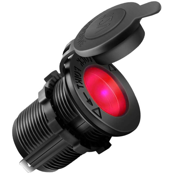 POWERTECH πρίζα αναπτήρα για σκάφη & οχήματα PTL-011, κόκκινο LED, 12V