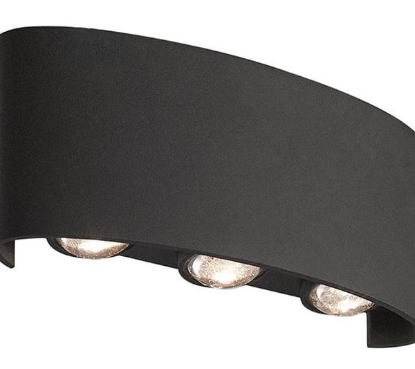 POWERTECH LED φωτιστικό τοίχου HLL-0161, 6W, 4000K, 510lm, IP65, μαύρο