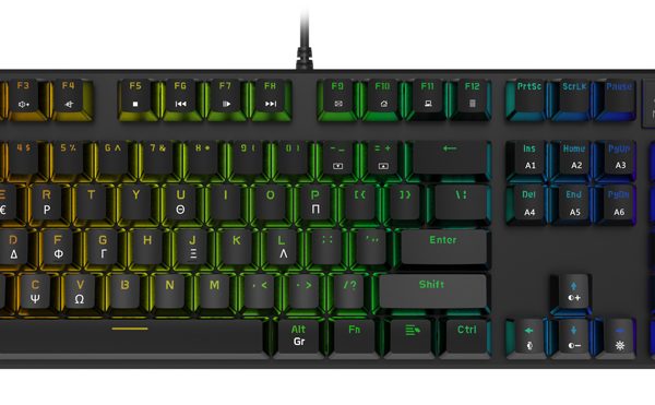 POWERTECH gaming μηχανικό πληκτρολόγιο PT-1254, ενσύρματο, RGB, μαύρο