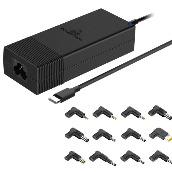 POWERTECH φορτιστής laptop PT-1256 με 12 βύσματα, USB-C PD, 90W, μαύρος