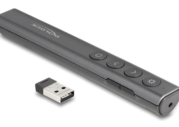 DELOCK τηλεχειριστήριο παρουσιάσεων 64250 με laser & πλήκτρα, 30m, γκρι