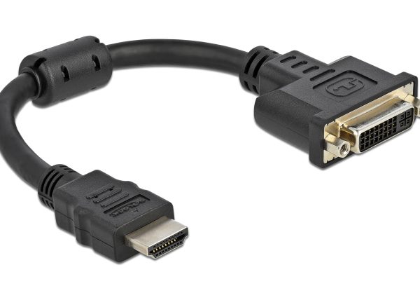 DELOCK αντάπτορας HDMI σε DVI 65206, 4K/30Hz, 20cm, μαύρος