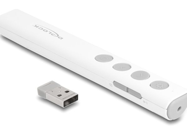 DELOCK τηλεχειριστήριο παρουσιάσεων 64251 με laser & πλήκτρα, 30m, λευκό