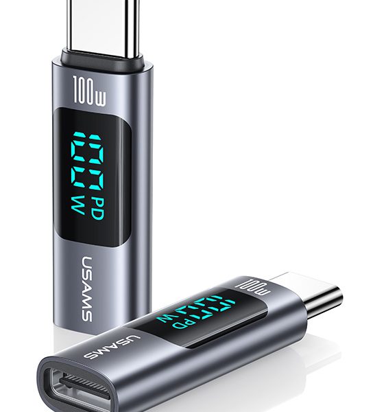 USAMS αντάπτορας USB-C US-SJ682 με οθόνη, 100W, γκρι