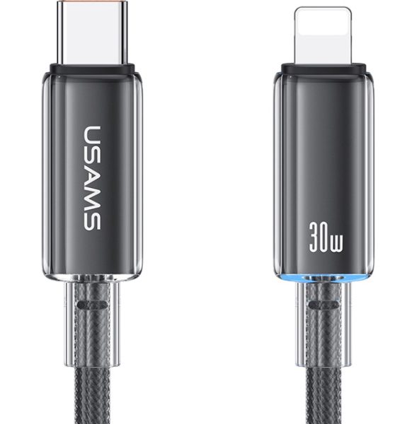 USAMS καλώδιο Lightning σε USB-C US-SJ659, 30W, 480Mbps, 1.2m, μαύρο