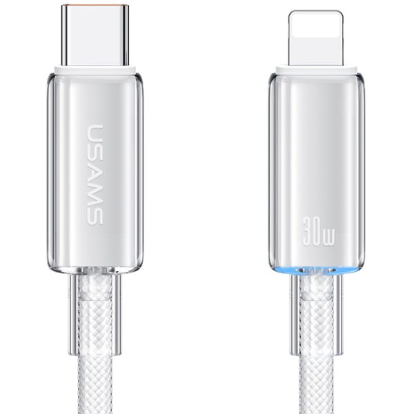 USAMS καλώδιο Lightning σε USB-C US-SJ659, 30W, 480Mbps, 1.2m, λευκό