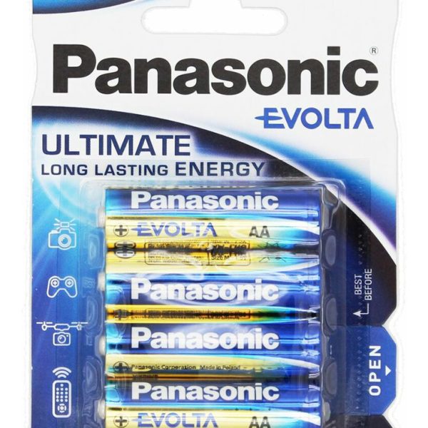 PANASONIC αλκαλικές μπαταρίες Evolta, AA/LR6, 1.5V, 4τμχ