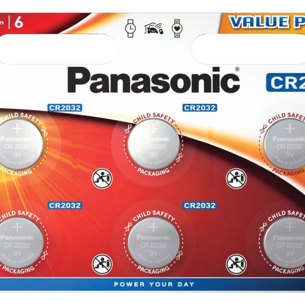 PANASONIC μπαταρία λιθίου, CR2032, 3V, 6τμχ