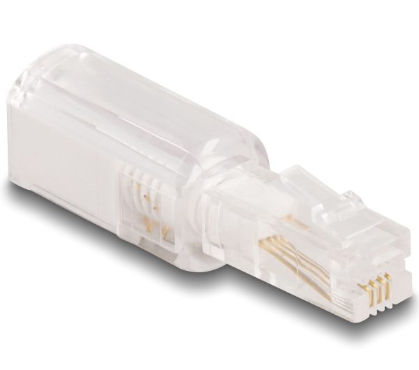 DELOCK βύσμα τηλεφώνου RJ10 88169, 360° περιστρεφόμενο, διάφανο-λευκό