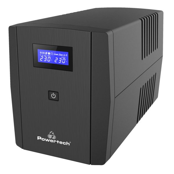 POWERTECH UPS Line Interactive PT-1298 με οθόνη, 2200VA, 1320W, 4x Schuko, 2x RJ45/RJ11, USB Type B