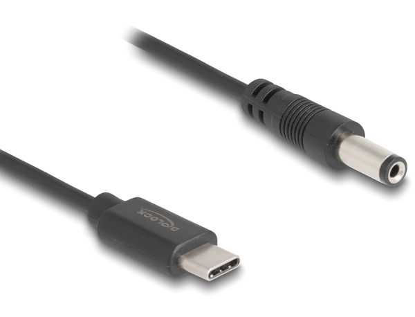 DELOCK καλώδιο USB-C σε DC 5.5 x 2.1mm 85397, 1m, μαύρο
