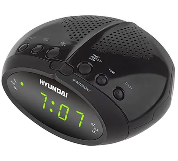 HYUNDAI επιτραπέζιο ρολόι & ραδιόφωνο RAC213B με ξυπνητήρι, μαύρο