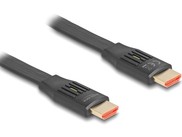 DELOCK καλώδιο HDMI 81002, flat, 8K/60Hz, 48 Gbps, eARC, HDR, 2m, μαύρο