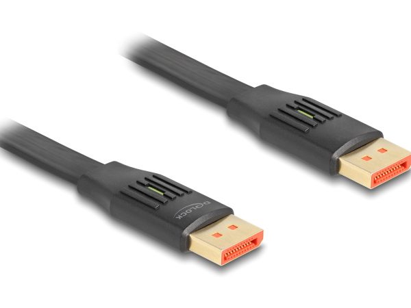 DELOCK καλώδιο DisplayPort 81006, flat, 8K/60Hz 32.4 Gbps HDR, 2m, μαύρο