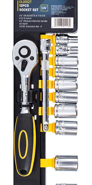 DELI σετ καστάνια με καρυδάκια DL0012T, 45 δόντια, 1/4", 150mm, 12τμχ