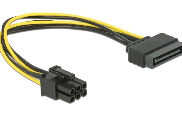 DELOCK καλώδιο τροφοδοσίας SATA 15-pin σε 6-pin PCI Express 82924, 20cm