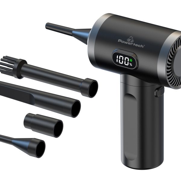 POWERTECH ηλεκτρικό air duster PT-1316 με LED φακό, 50W, 3600mAh, μαύρο