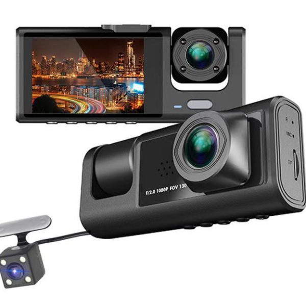 POWERTECH κάμερες αυτοκινήτου PT-1331, μπροστινή/καμπίνας/οπισθοπορείας, 2" οθόνη, 1080p/480p