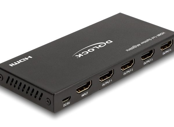 DELOCK HDMI splitter 18652 με downscaler πλήκτρο, 4 σε 1, 4K/60Hz, μαύρο