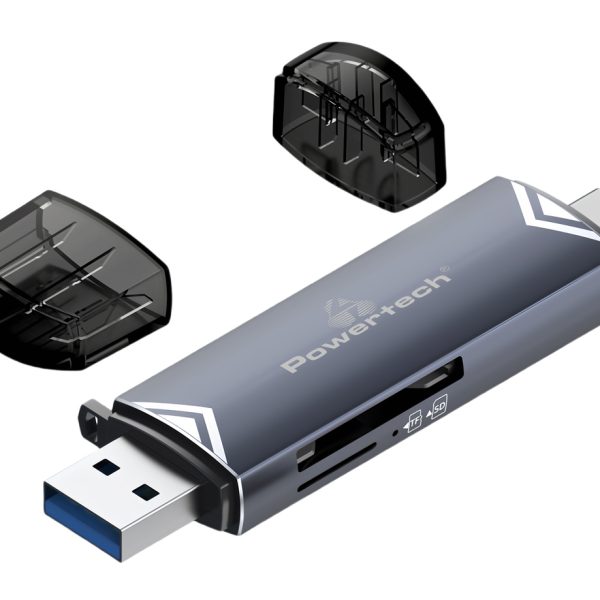 POWERTECH card reader PT-1343 για SD & micro SD, USB 3.2, 5Gbps, γκρι