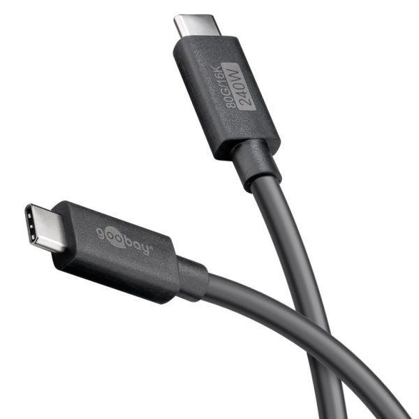 GOOBAY καλώδιο USB-C 74376, USB4, 240W, 80Gbps, 16K/60Hz, 1.2m, μαύρο