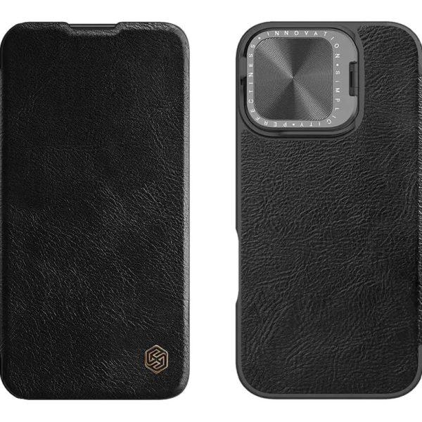 NILLKIN θήκη Qin Prop Leather για iPhone 16 Pro, δερμάτινη, μαύρη