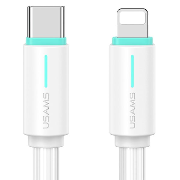 USAMS καλώδιο Lightning σε USB-C US-SJ735, 30W, 480Mbps, 1m, λευκό