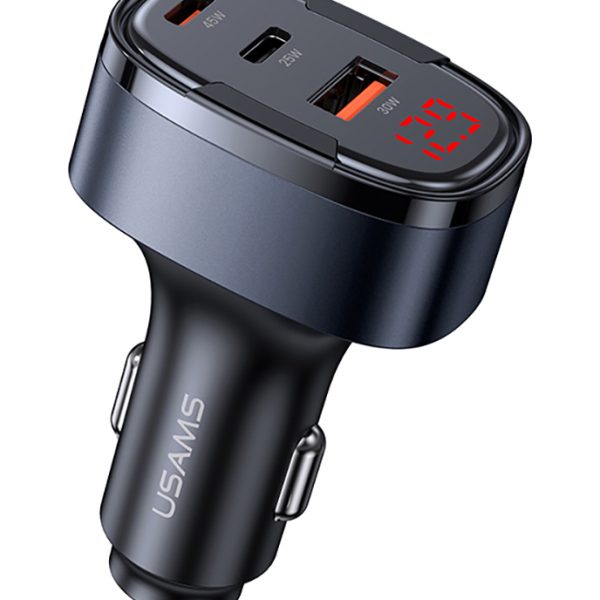 USAMS φορτιστής αυτοκινήτου US-CC257, USB/USB-C/Lightning, 100W, γκρι