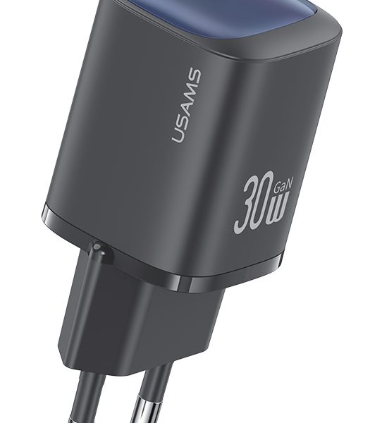 USAMS φορτιστής τοίχου US-CC251, USB-C, 30W, GaN, μαύρος
