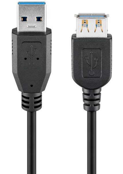 GOOBAY καλώδιο προέκτασης USB 74149, 5Gbps, USB 3.0, 15W, 2m, μαύρο