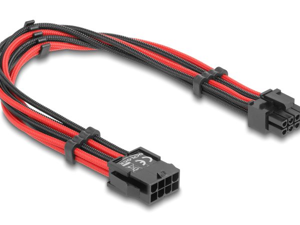 DELOCK καλώδιο 8 pin σε 6+2 pin PCIe 80975 με υφασμάτινη επένδυση, 30cm
