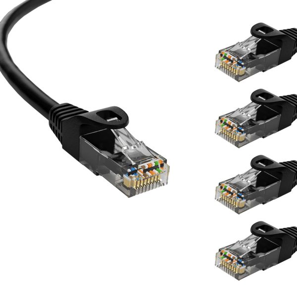 POWERTECH καλώδιο δικτύου CAB-N401-5, Cat 6 U/UTP, CCA, 250Hz, 0.25m, μαύρο, 5τμχ