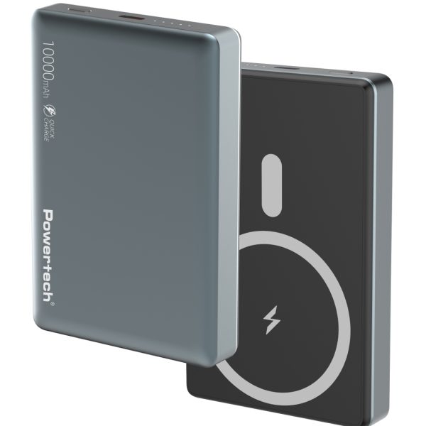 POWERTECH power bank PT-1377, 10000mah, magnetic wireless, 20W, γκρι