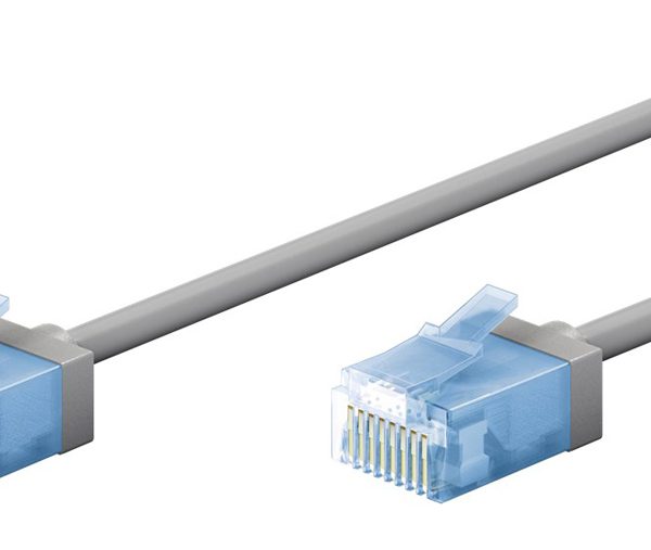 GOOBAY καλώδιο δικτύου 74219, CAT 6A U/UTP, ultra slim, copper, 500MHz, 0.15m, γκρι
