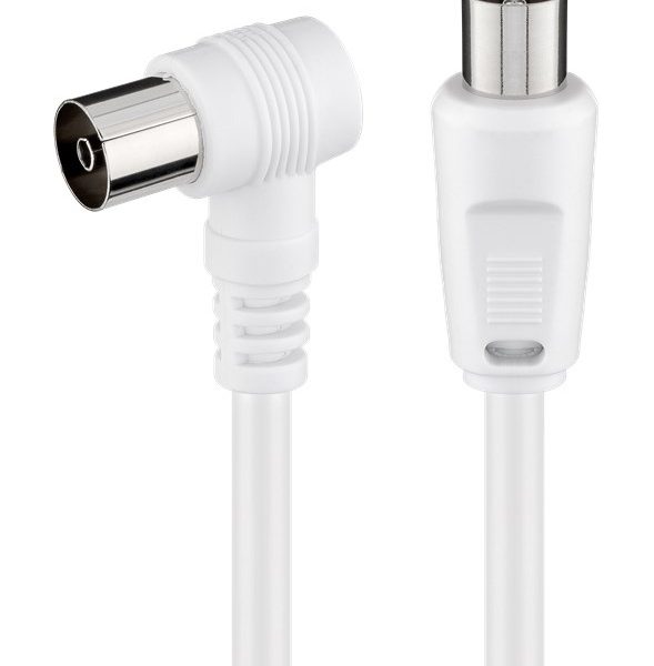 POWERTECH καλώδιο κεραίας RF αρσενικό - RF θηλυκό CAB-V040, γωνιακό, λευκό, 1.5m