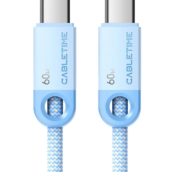 CABLETIME καλώδιο USB-C CT-CM60-PBL, 60W PD, 480Mbps, 1m, μπλε