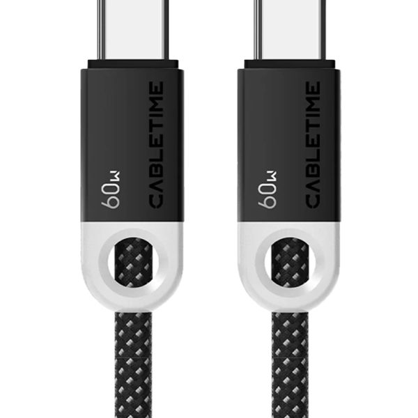 CABLETIME καλώδιο USB-C CT-CM60-PBW, 60W PD, 480Mbps, 1m, μαύρο