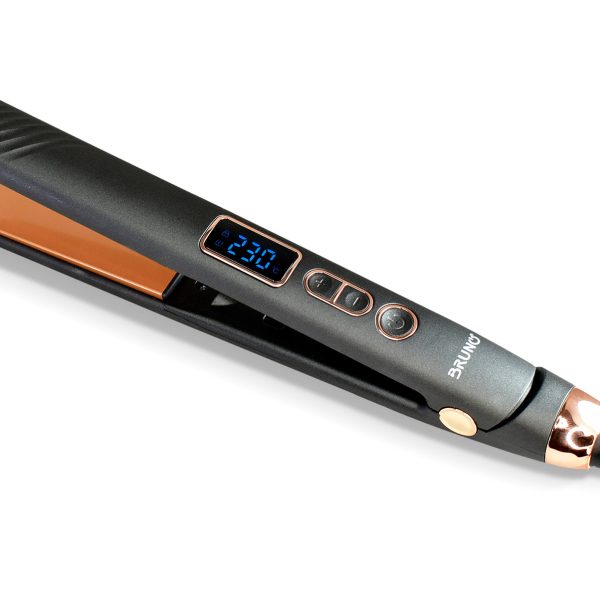 BRUNO BRN-0217 Ισιωτική πρέσα μαλλιών με κεραμικές πλάκες, 45W, ψηφιακή ένδειξη, black-copper