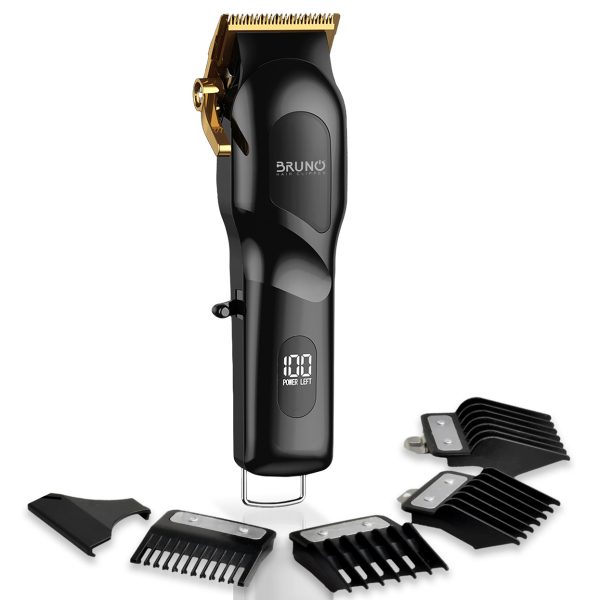 BRUNO BRN-0222 Επαγγελματική Κουρευτική μηχανή επαναφορτιζόμενη με βάση, μαύρη