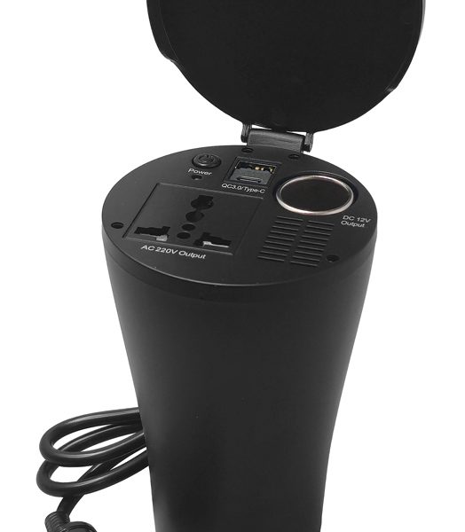 POWERTECH inverter αυτοκινήτου PTL-022, 150W, 12V DC σε 220V AC, με USB/USB-C