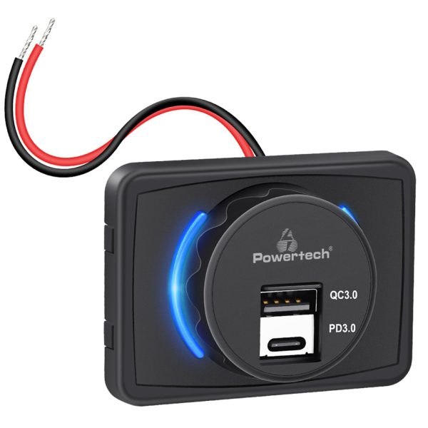 POWERTECH πρίζα USB για σκάφη & οχήματα PTL-027, USB & USB-C