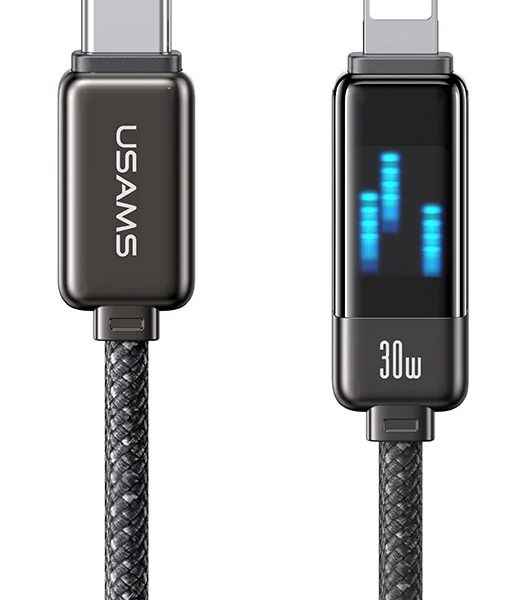 USAMS καλώδιο Lightning σε USB-C SJ743, 30W, 480Mbps, 1.2m, μαύρο
