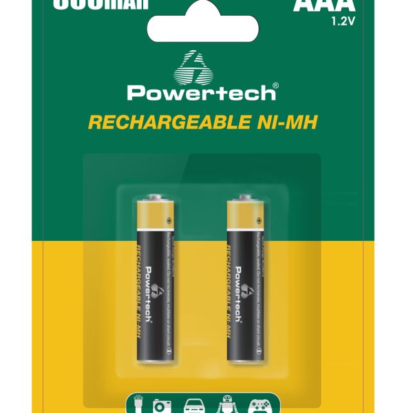 POWERTECH επαναφορτιζόμενες μπαταρίες NI-MH PT-1403, AAA, 800mah, 1.2V, 2τμχ
