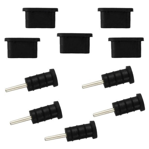 Σετ καλύμματα προστασίας για θύρα USB-C & 3.5mm AK327, μαύρο, 10τμχ