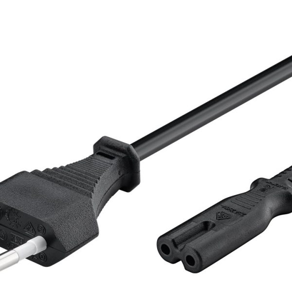 POWERTECH καλώδιο τροφοδοσίας CAB-P040, copper, 2x 0.75mm, 1.5m, μαύρο