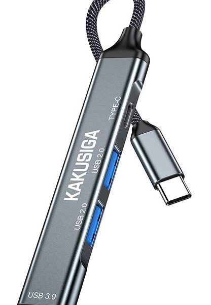 KAKUSIGA USB hub KSC-1417, 4x θυρών, USB 3.0, 5Gbps, USB-C σύνδεση, γκρι