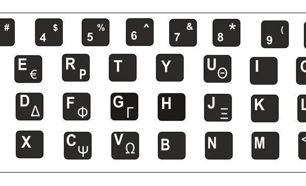 POWERTECH αυτοκόλλητα πληκτρολογίου PT-1419 με ελληνικούς & αγγλικούς χαρακτήρες, μαύρο